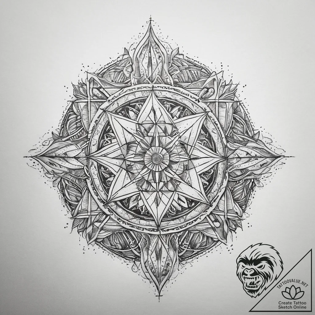 Tattoo sketch mirage, tattoo line art, sepia... - tattoo sketch (№1757607268_0, 11.09.2025 16:14) — tattoovalue.net
