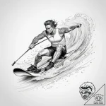 Tattoo sketch water skiing a water ski, tatto… – tattoo sketch (№1757608630_0, 11.09.2025 16:37) — tattoovalue.net