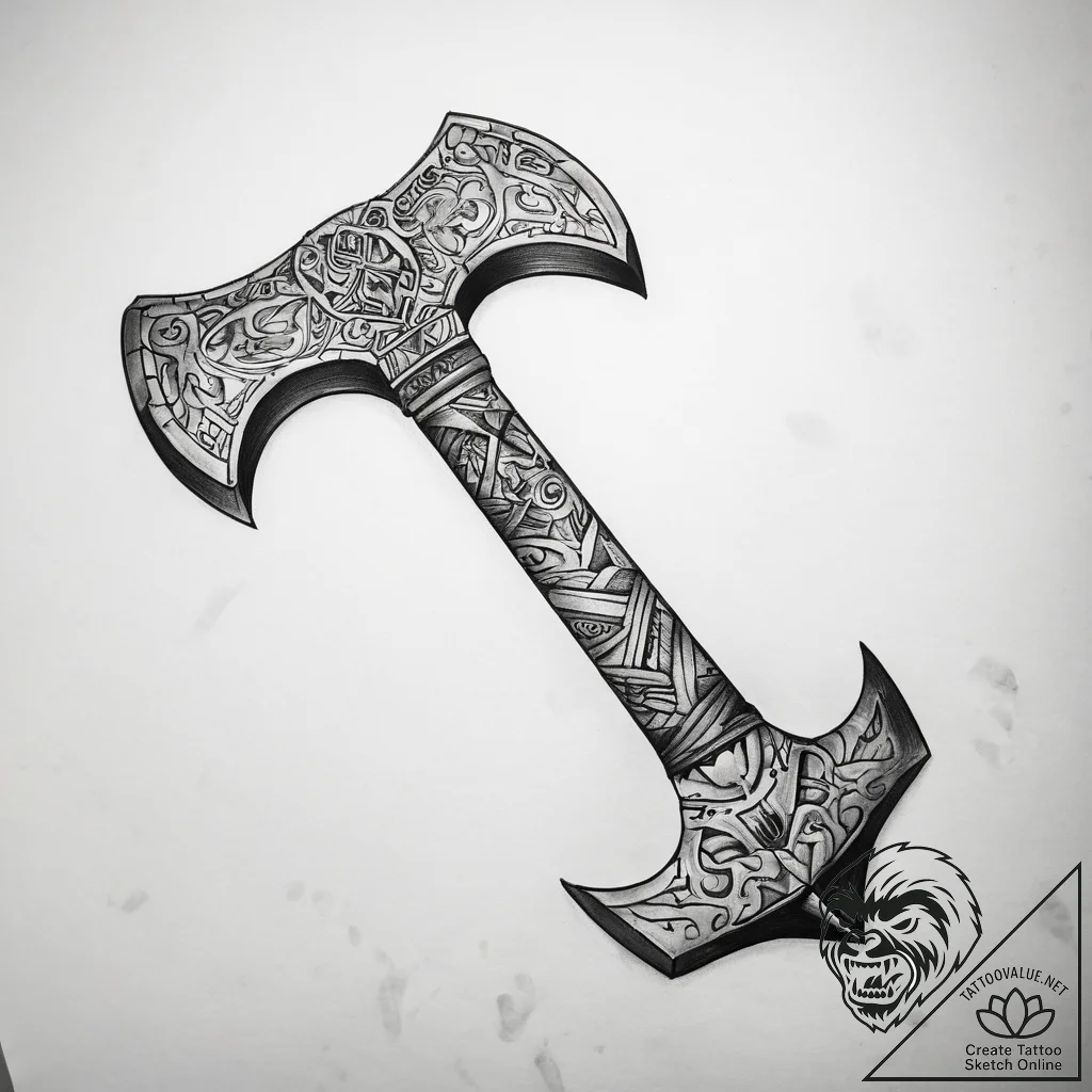 Tattoo sketch axe tattoo - tattoo sketch (№1757608823_0, 11.09.2025 16:40) — tattoovalue.net