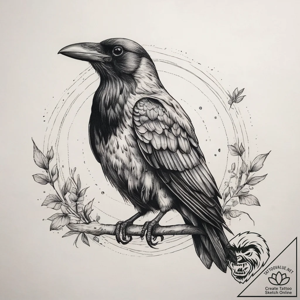 Tattoo sketch puns a crow that says "i'm a cr... - tattoo sketch (№1757609016_0, 11.09.2025 16:43) — tattoovalue.net