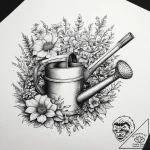 Tattoo sketch gardener trowel and watering ca… – tattoo sketch (№1757609403_0, 11.09.2025 16:50) — tattoovalue.net