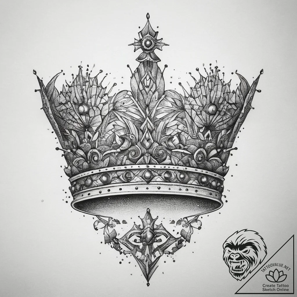 Tattoo sketch crown, ink illustration for tat... - tattoo sketch (№1757609790_0, 11.09.2025 16:56) — tattoovalue.net