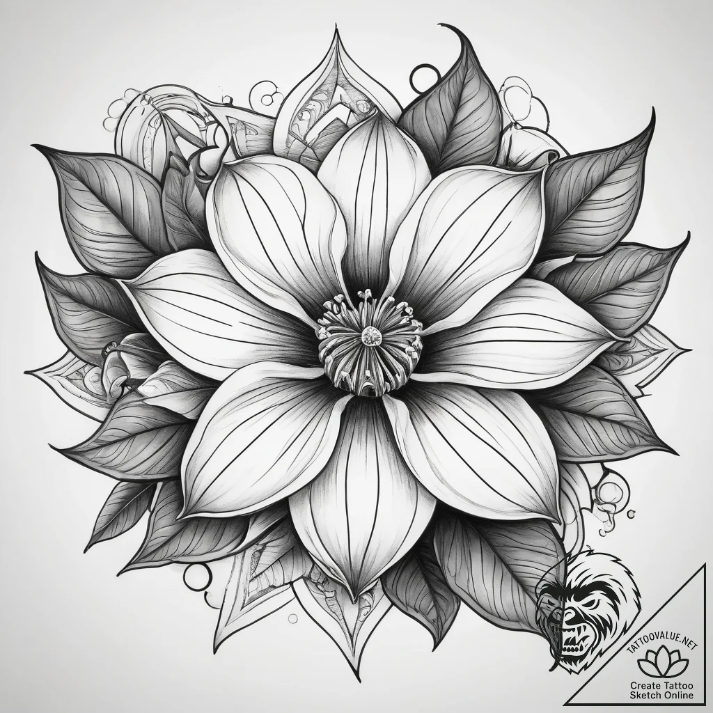 Tattoo sketch moonflower, tattoo drawing outl... - tattoo sketch (№1757610952_0, 11.09.2025 17:15) — tattoovalue.net