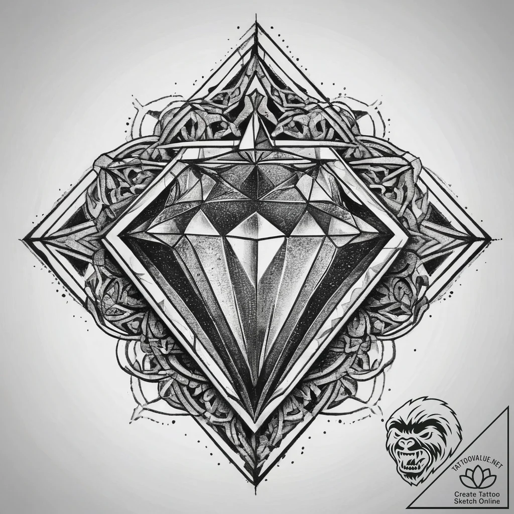 Tattoo sketch diamond, tattoo drawing outline... - tattoo sketch (№1757611145_0, 11.09.2025 17:19) — tattoovalue.net