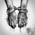 Tattoo sketch hands with a rope, concept art… – tattoo sketch (№1757611338_0, 11.09.2025 17:22) — tattoovalue.net