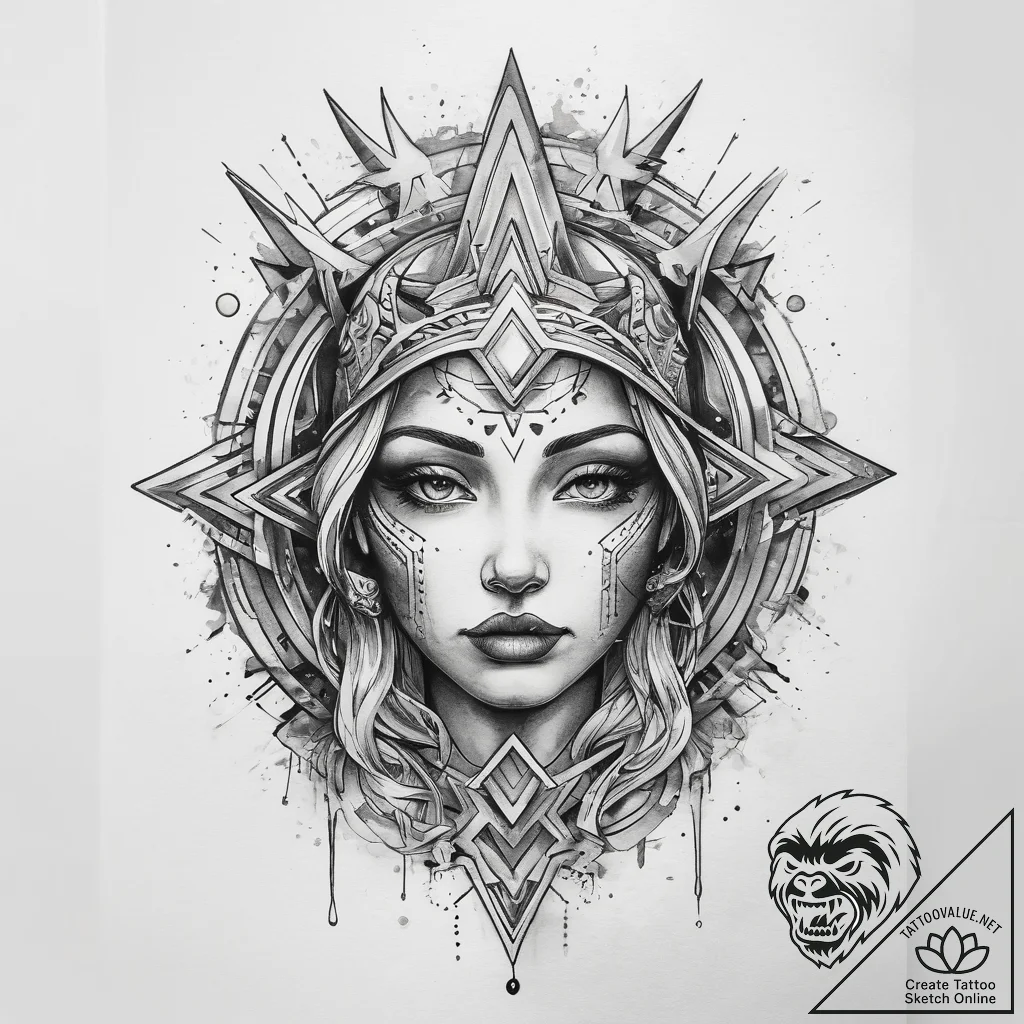 Tattoo sketch cosmic legend, tattoo line art,... - tattoo sketch (№1757614829_0, 11.09.2025 18:20) — tattoovalue.net