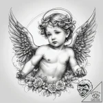 Tattoo sketch cherub angel, tattoo line art,… – tattoo sketch (№1757615216_0, 11.09.2025 18:26) — tattoovalue.net