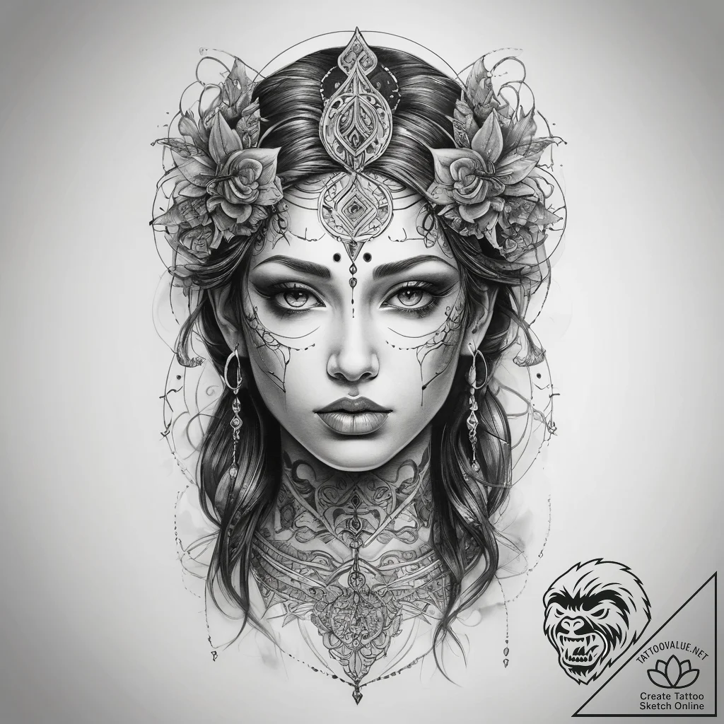 Tattoo sketch mystical self - tattoo sketch (№1757617150_0, 11.09.2025 18:59) — tattoovalue.net