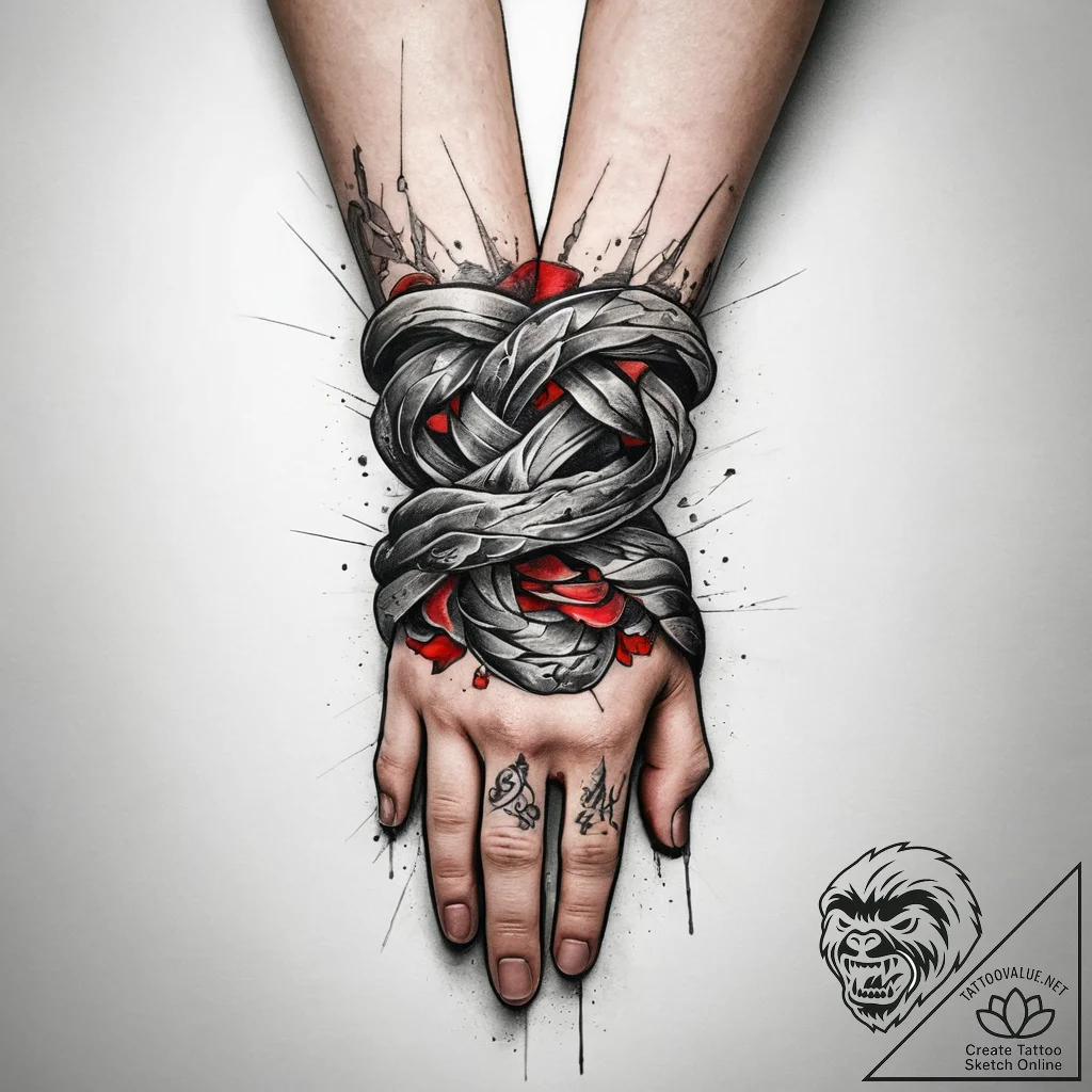 Tattoo sketch hands with a knot, tattoo flash... - tattoo sketch (№1757617924_0, 11.09.2025 19:12) — tattoovalue.net