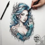 Tattoo sketch hands with a mermaid, concept a… – tattoo sketch (№1757618704_0, 11.09.2025 19:25) — tattoovalue.net