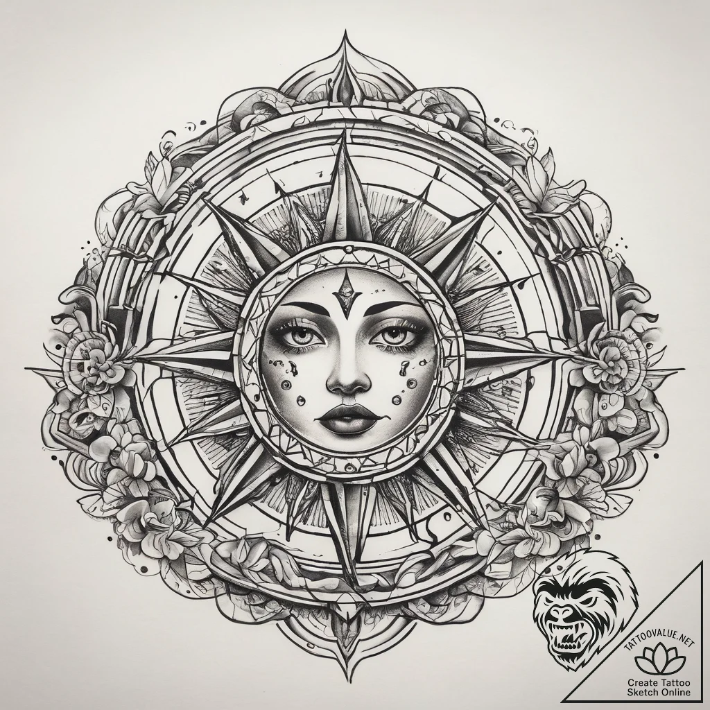 Tattoo sketch cosmic spring, tattoo line art,... - tattoo sketch (№1757618897_0, 11.09.2025 19:28) — tattoovalue.net