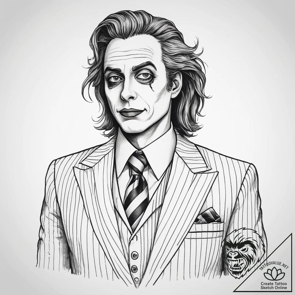 Tattoo sketch beetlejuice striped suit, tatto... - tattoo sketch (№1757619865_0, 11.09.2025 19:44) — tattoovalue.net