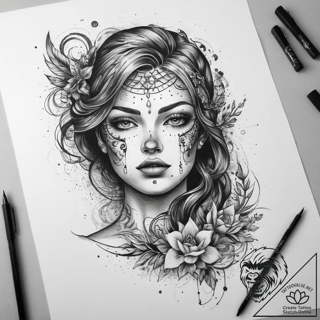 Tattoo sketch divine scene, tattoo sketch des... - tattoo sketch (№1757620252_0, 11.09.2025 19:50) — tattoovalue.net