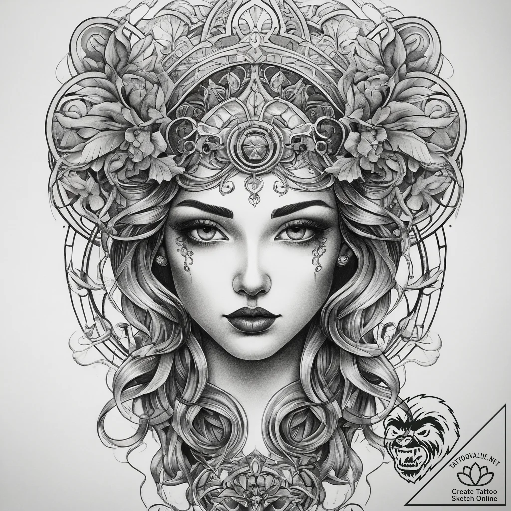 Tattoo sketch узор в стиле ар-нуво, ink illus... - tattoo sketch (№1757621607_0, 11.09.2025 20:13) — tattoovalue.net