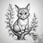 Tattoo sketch tom and jerry with a tree – tattoo sketch (№1757621801_0, 11.09.2025 20:16) — tattoovalue.net