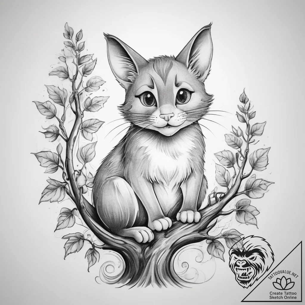 Tattoo sketch tom and jerry with a tree - tattoo sketch (№1757621801_0, 11.09.2025 20:16) — tattoovalue.net