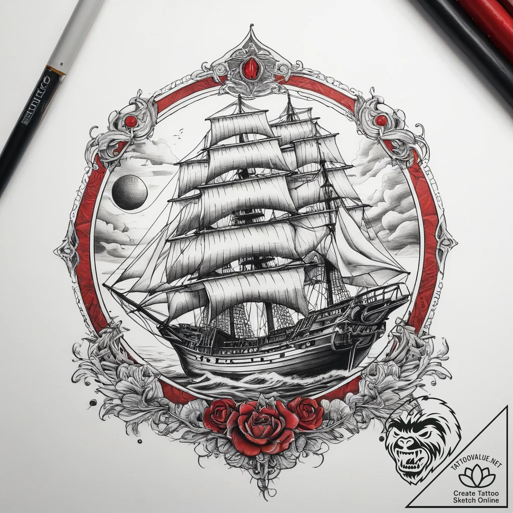Tattoo sketch sailing ship tattoo, tattoo fla... - tattoo sketch (№1757623155_0, 11.09.2025 20:39) — tattoovalue.net