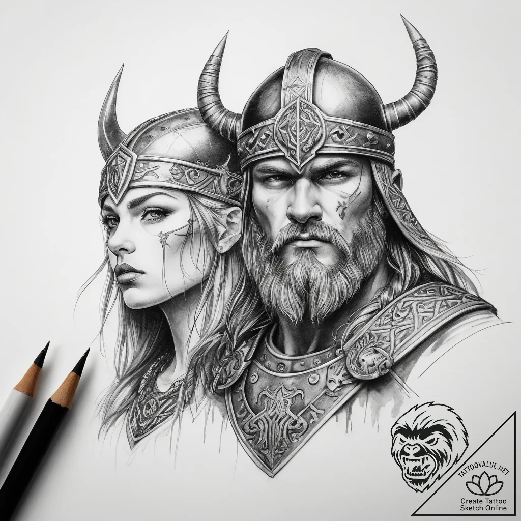 Tattoo sketch soldier with a viking - tattoo sketch (№1757623352_0, 11.09.2025 20:42) — tattoovalue.net