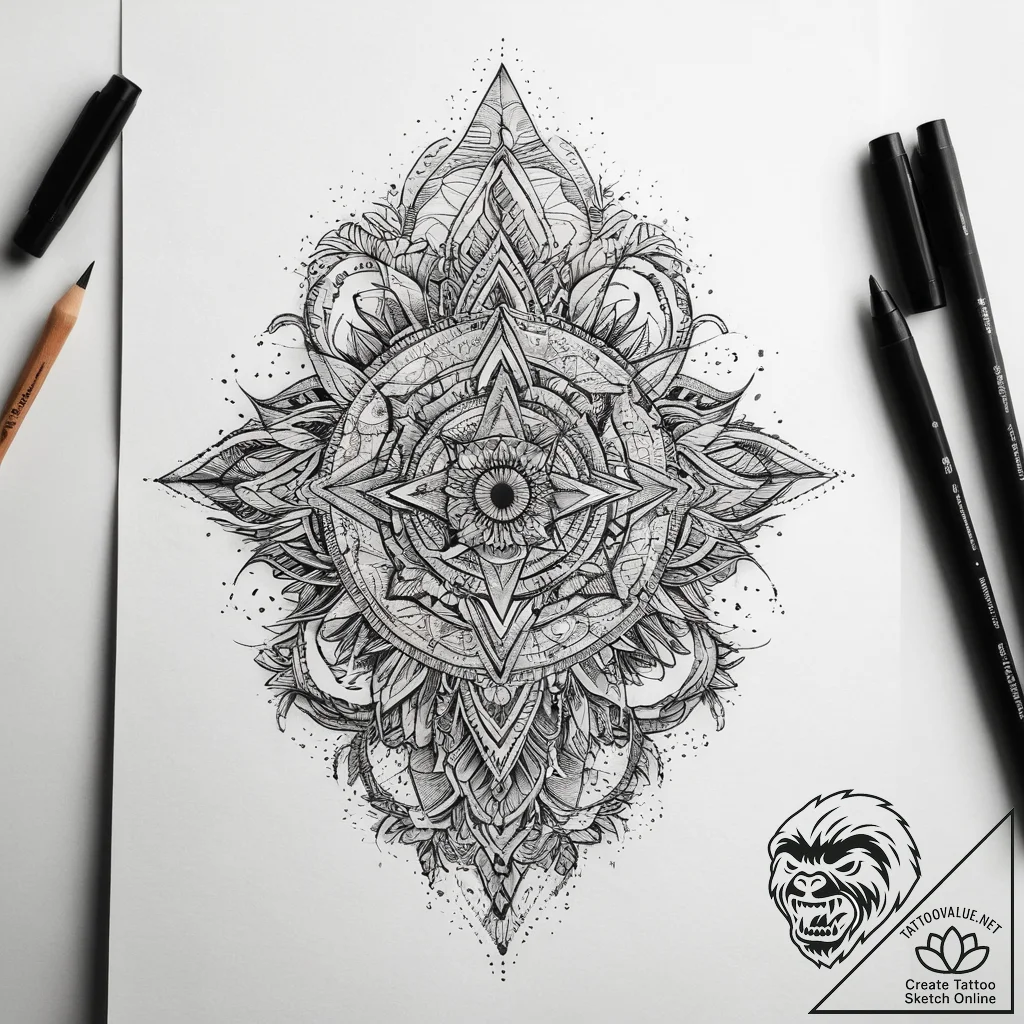 Tattoo sketch divine root, ink illustration f... - tattoo sketch (№1757624125_0, 11.09.2025 20:55) — tattoovalue.net