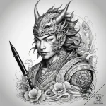Tattoo sketch soldier with a pen, ink illustr… – tattoo sketch (№1757624511_0, 11.09.2025 21:01) — tattoovalue.net