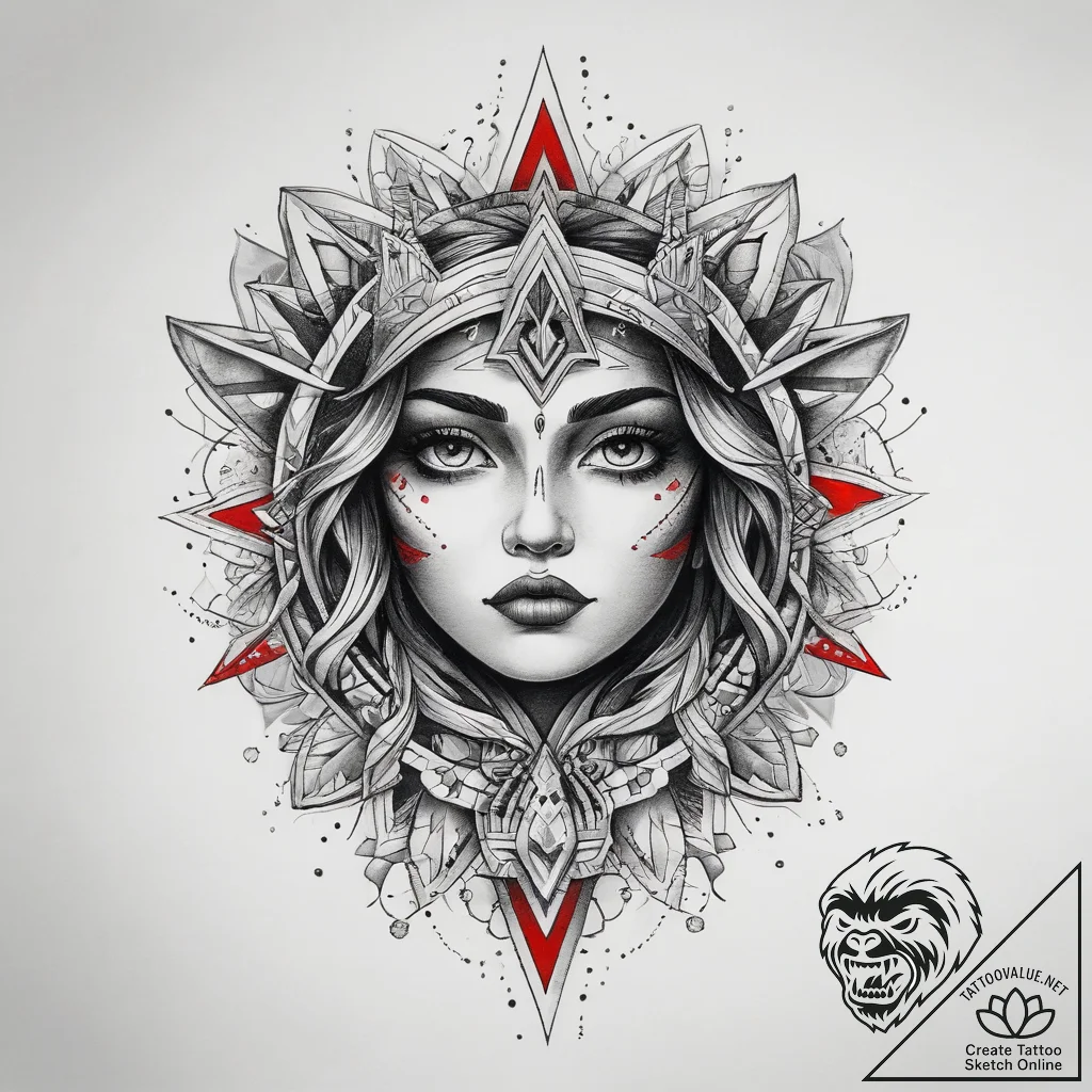 Tattoo sketch cosmic portrayal, ink illustrat... - tattoo sketch (№1757625288_0, 11.09.2025 21:14) — tattoovalue.net
