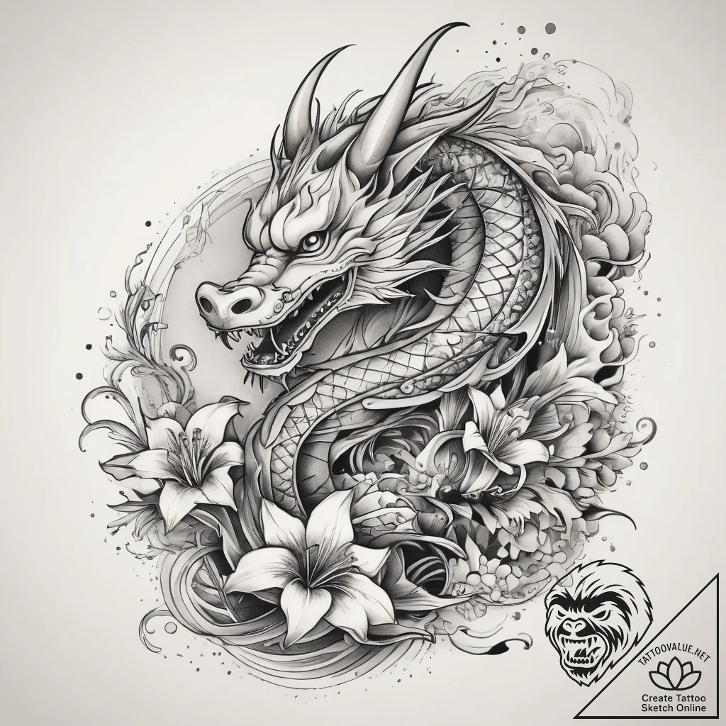 Tattoo sketch lily, tattoo flash sheet design... - tattoo sketch (№1757625483_0, 11.09.2025 21:18) — tattoovalue.net