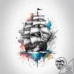 Tattoo sketch ship, ink illustration for tatt… – tattoo sketch (№1757625678_0, 11.09.2025 21:21) — tattoovalue.net