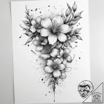 Tattoo sketch cherry blossom petals falling,… – tattoo sketch (№1757626460_0, 11.09.2025 21:34) — tattoovalue.net