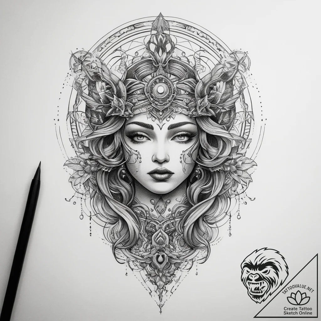 Tattoo sketch cosmic foundation, ink illustra... - tattoo sketch (№1757626850_0, 11.09.2025 21:40) — tattoovalue.net