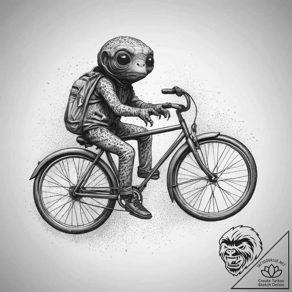 Tattoo sketch e.t. bicycle silhouette, ink il... - tattoo sketch (№1757627631_0, 11.09.2025 21:53) — tattoovalue.net