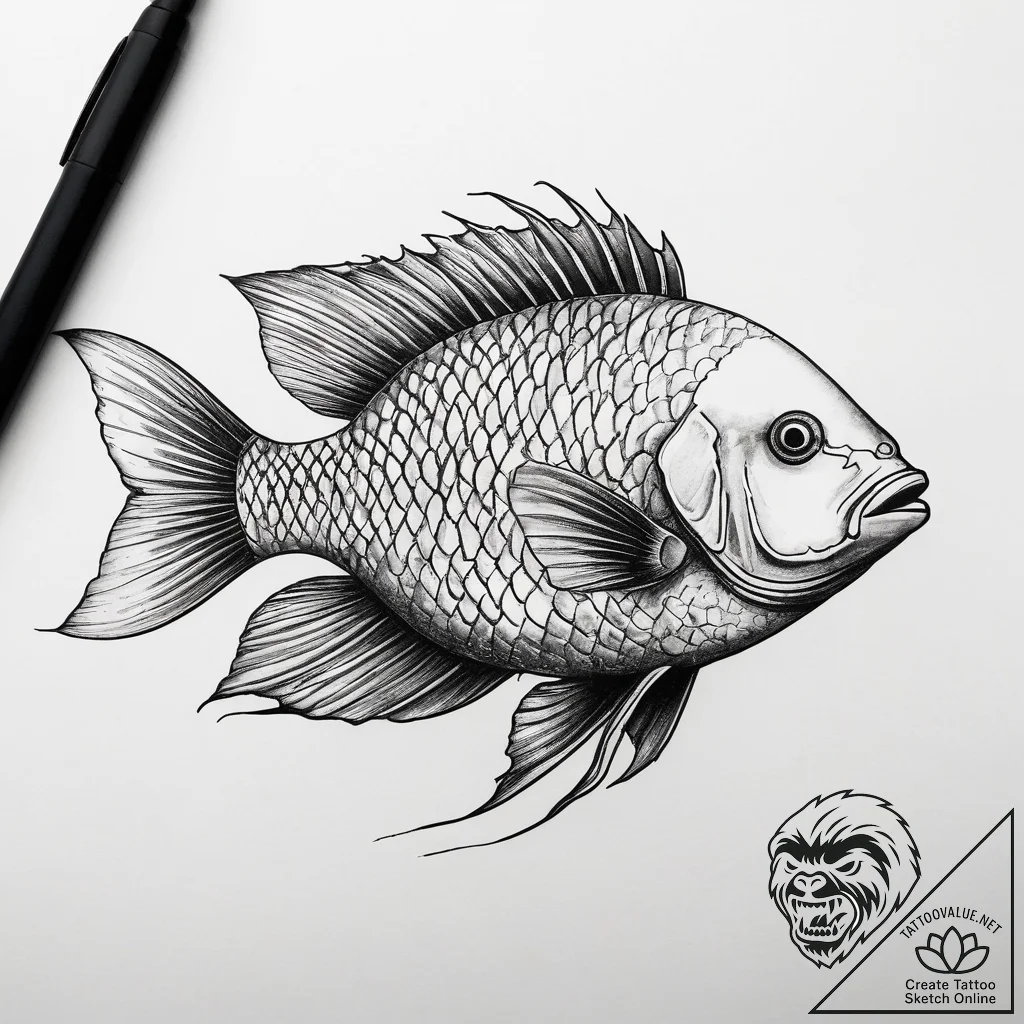 Tattoo sketch tilapia, tattoo sketch design,... - tattoo sketch (№1757629381_0, 11.09.2025 22:23) — tattoovalue.net