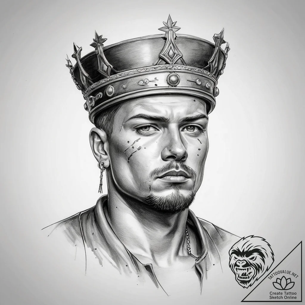 Tattoo sketch soldier with a crown - tattoo sketch (№1757629962_0, 11.09.2025 22:32) — tattoovalue.net