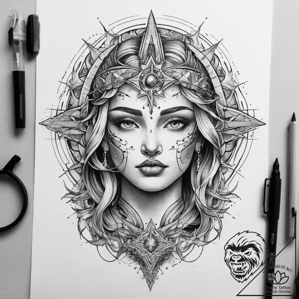 Tattoo sketch cosmic person, tattoo drawing o... - tattoo sketch (№1757630353_0, 11.09.2025 22:39) — tattoovalue.net