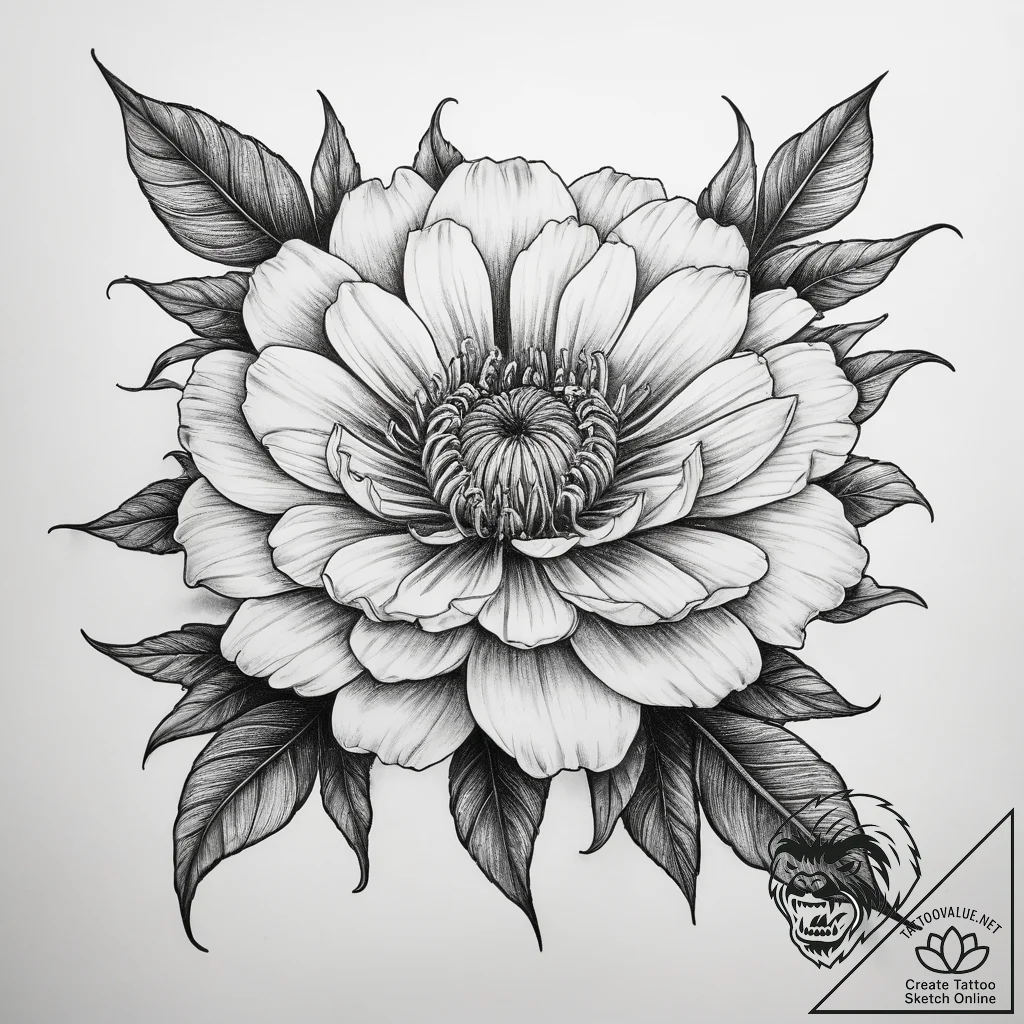 Tattoo sketch marigold flower - tattoo sketch (№1757631717_0, 11.09.2025 23:01) — tattoovalue.net