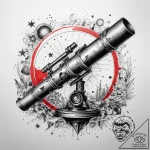 Tattoo sketch old telescope with a star, arti… – tattoo sketch (№1757632299_0, 11.09.2025 23:11) — tattoovalue.net