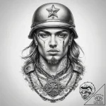 Tattoo sketch soldier with a chain, tattoo fl… – tattoo sketch (№1757632692_0, 11.09.2025 23:18) — tattoovalue.net