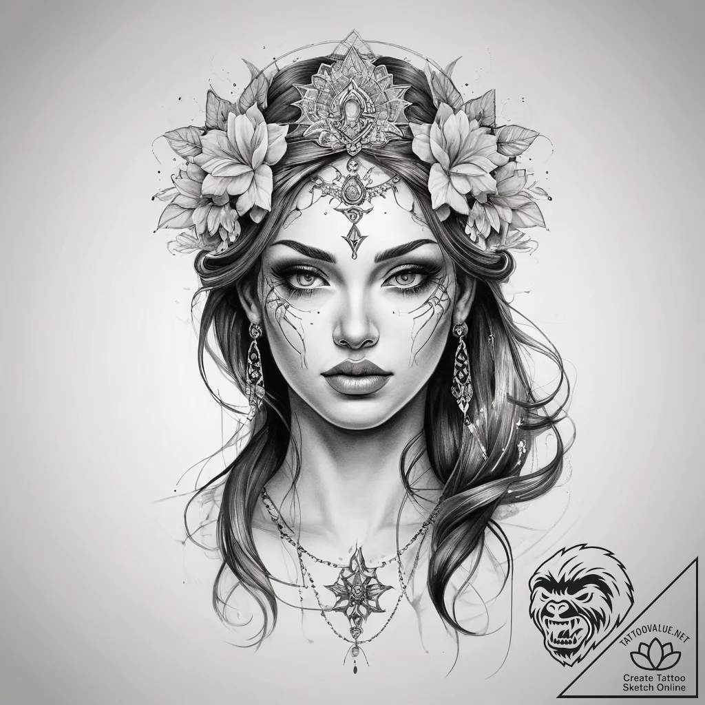 Tattoo sketch divine self - tattoo sketch (№1757634058_0, 11.09.2025 23:40) — tattoovalue.net