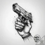 Tattoo sketch hands with a gun, artistic tatt… – tattoo sketch (№1757634445_0, 11.09.2025 23:47) — tattoovalue.net