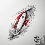 Tattoo sketch surfing a surfboard with a wave… – tattoo sketch (№1757637358_0, 12.09.2025 00:35) — tattoovalue.net