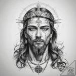 Tattoo sketch holy portrayal – tattoo sketch (№1757637745_0, 12.09.2025 00:42) — tattoovalue.net