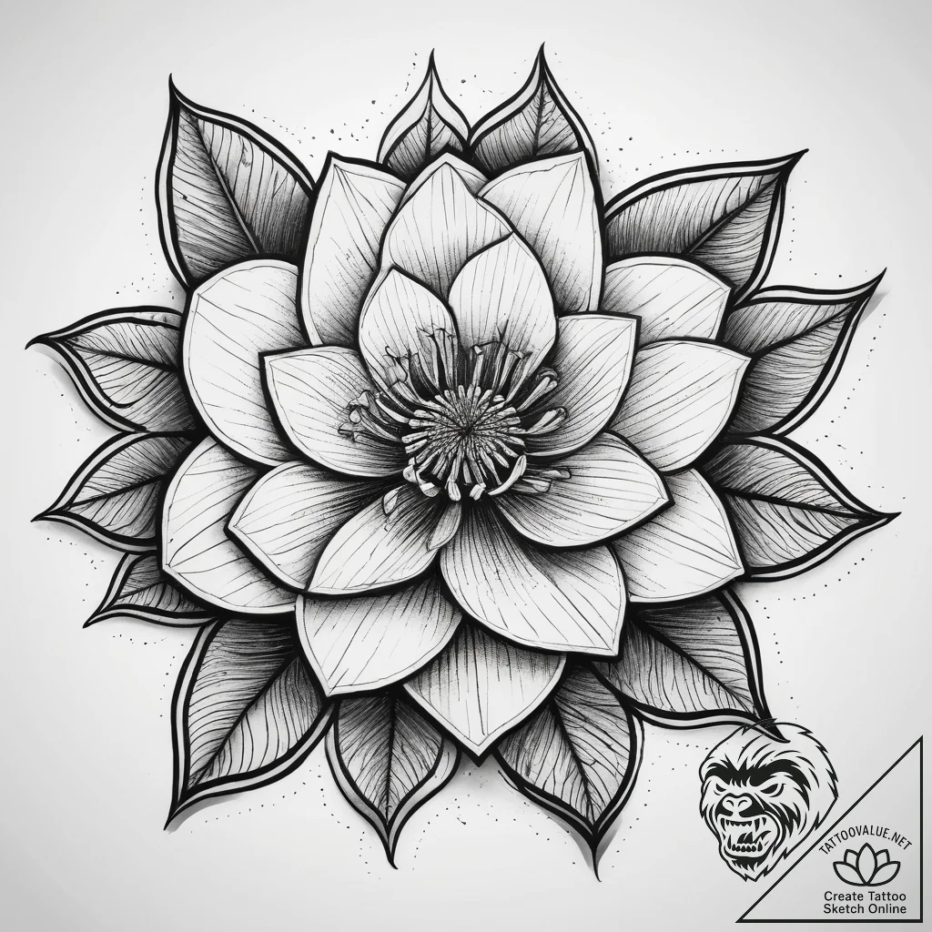 Tattoo sketch papercraft a paper flower, tatt... - tattoo sketch (№1757638327_0, 12.09.2025 00:52) — tattoovalue.net