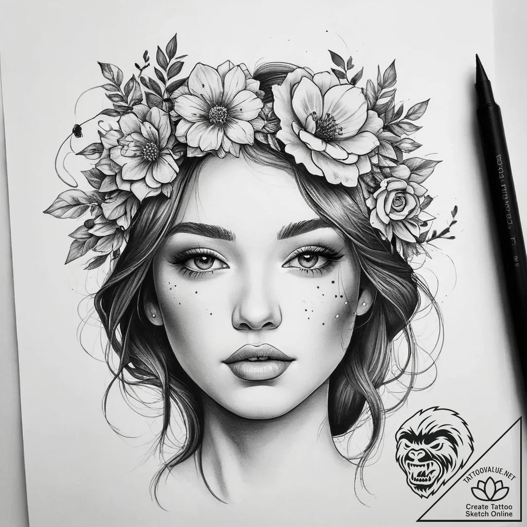 Tattoo sketch flower crown tattoo, concept ar... - tattoo sketch (№1757638716_0, 12.09.2025 00:58) — tattoovalue.net