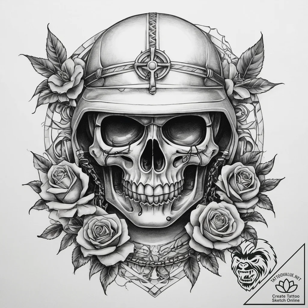 Tattoo sketch soldier with a chain, tattoo li... - tattoo sketch (№1757639301_0, 12.09.2025 01:08) — tattoovalue.net