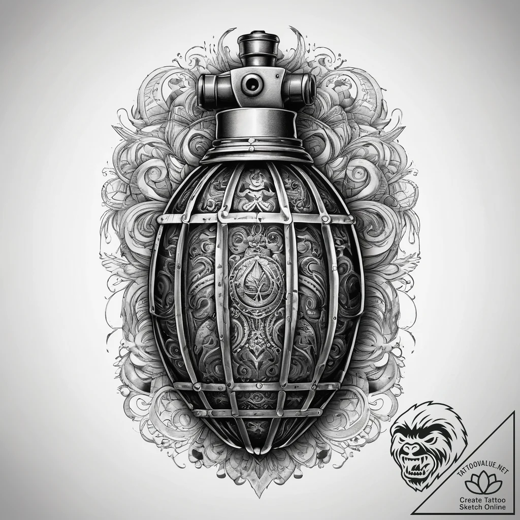 Tattoo sketch grenade pin, tattoo drawing out... - tattoo sketch (№1757639496_0, 12.09.2025 01:11) — tattoovalue.net