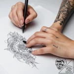 Tattoo sketch hands with a pen – tattoo sketch (№1757639691_0, 12.09.2025 01:14) — tattoovalue.net