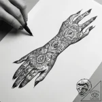 Tattoo sketch hands with a scroll, tattoo ske… – tattoo sketch (№1757640275_0, 12.09.2025 01:24) — tattoovalue.net