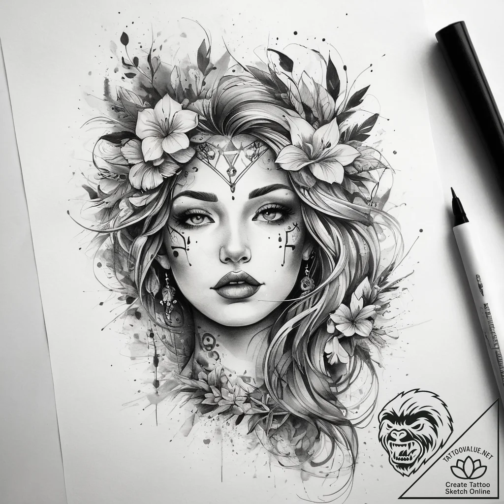 Tattoo sketch divine narrative, artistic tatt... - tattoo sketch (№1757640667_0, 12.09.2025 01:31) — tattoovalue.net