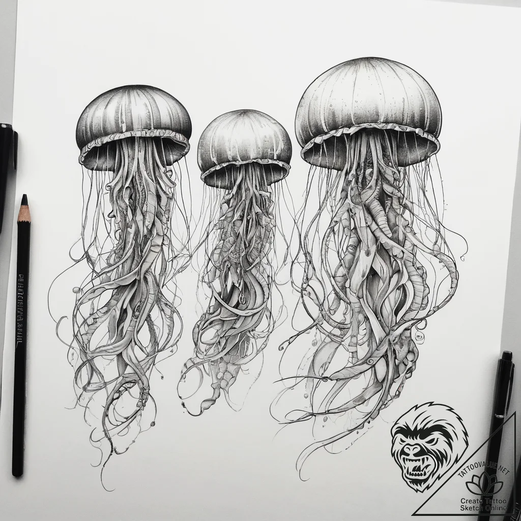 Tattoo sketch jellyfish tattoo, tattoo flash... - tattoo sketch (№1757644559_0, 12.09.2025 02:35) — tattoovalue.net