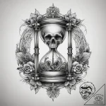 Tattoo sketch old hourglass with a skull, tat… – tattoo sketch (№1757644949_0, 12.09.2025 02:42) — tattoovalue.net