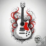 Tattoo sketch grunge guitar with a broken str… – tattoo sketch (№1757645339_0, 12.09.2025 02:48) — tattoovalue.net